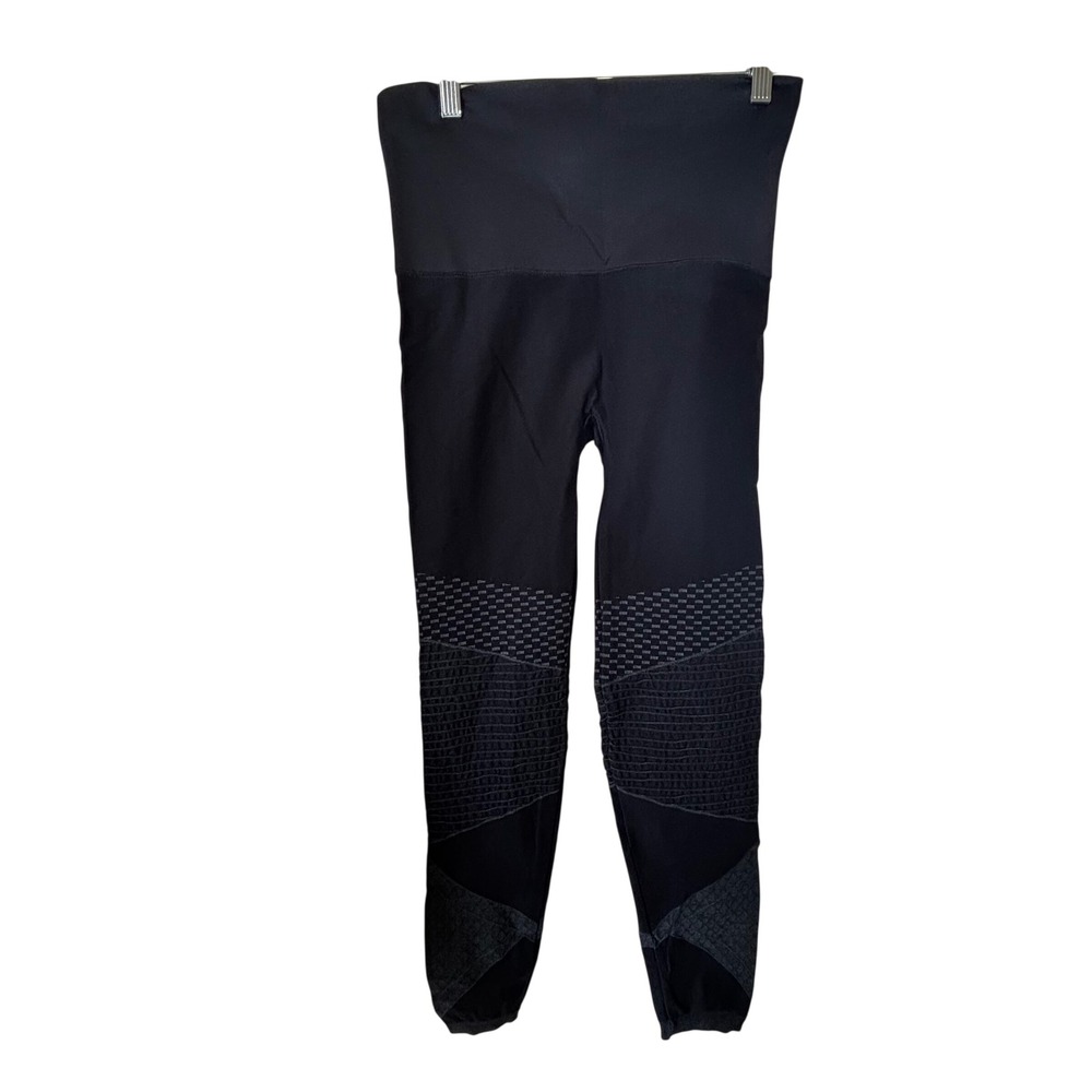 SPANX Women's Look At Me Now Moto Leggings XL Blue Black Seamless High Rise